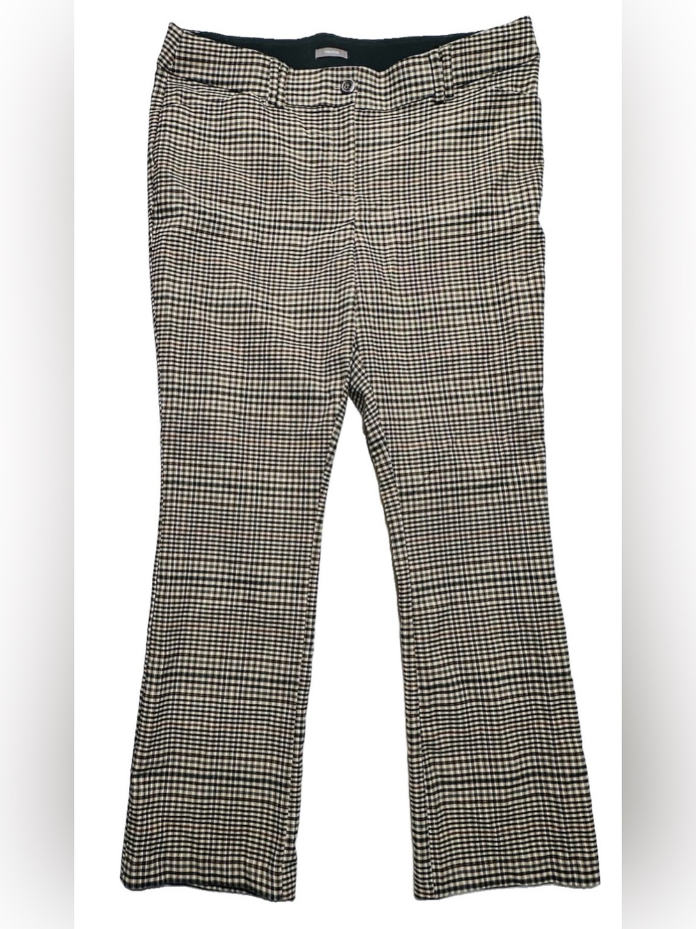 Maurices 20W Plaid Stretch Bootcut Dress Pants Black Tan Career Trousers